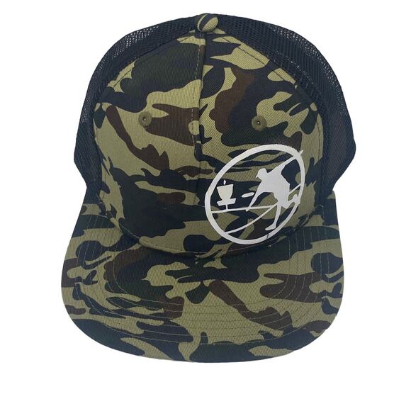 Disc Golf THROWING DISC MAN CAMO Hat Trucker Cap Snap Back DISC GOLF Vinyl Logo - Picture 5 of 6